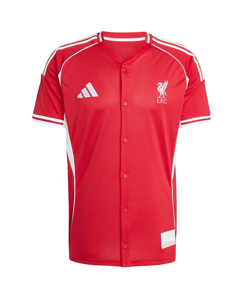 Adidas Men's Red Liverpool Full-Button Baseball Jersey