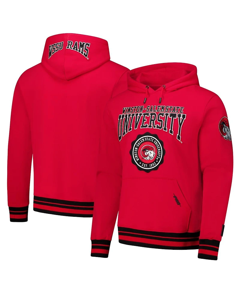 Pro Standard Men's Red Winston-Salem State Rams Crest Pullover Hoodie