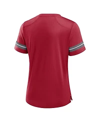 Fanatics Women's Crimson Oklahoma Sooners Fundamental Overtime Readiness Athena Lace-Up V-Neck T-Shirt