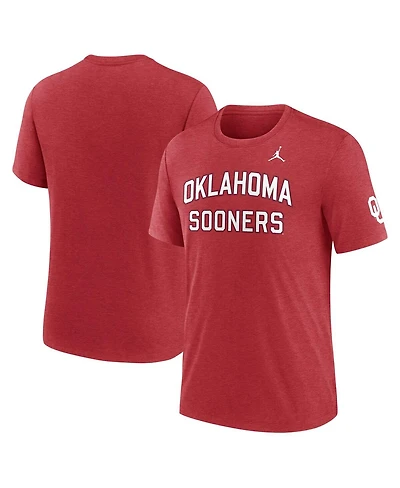 Jordan Men's Heather Crimson Oklahoma Sooners Campus Collegiate Block Tri-Blend T-Shirt