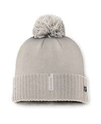 Fanatics Women's Tan New York Islanders Authentic Pro Road Cuffed Knit Hat with Pom