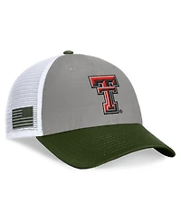 Top of the World Men's Gray/Green Texas Tech Red Raiders Oht Military Appreciation Badge Trucker Adjustable Hat
