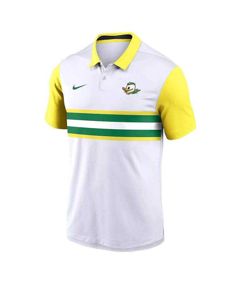 Nike Men's White/Yellow Oregon Ducks Athletic Prep Alt Logo Vapor Performance Polo Shirt