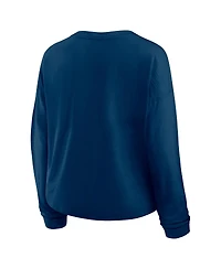 Fanatics Women's Deep Sea Blue Seattle Kraken Oversized All Out Effort Long Sleeve Henley T-Shirt