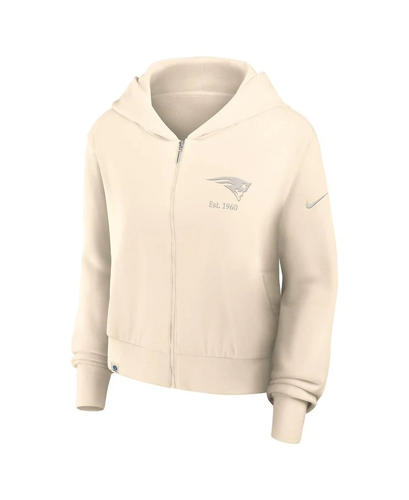 Nike Women's Cream New England Patriots Glory Cropped Full-Zip Hoodie
