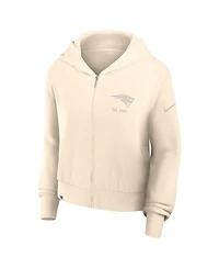 Nike Women's Cream New England Patriots Glory Cropped Full-Zip Hoodie