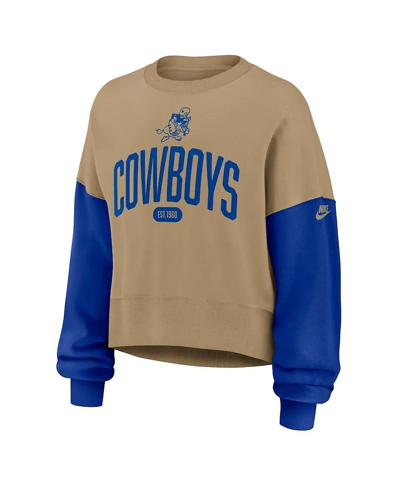 Nike Women's Tan Dallas Cowboys Oversized Rewind Pullover Sweatshirt