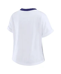 Wear by Erin Andrews Women's White Baltimore Ravens Cropped Center Stripe Dolman T-Shirt