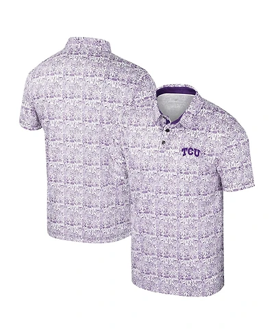 Colosseum Men's Purple Tcu Horned Frogs It's Time Allover Print Polo Shirt