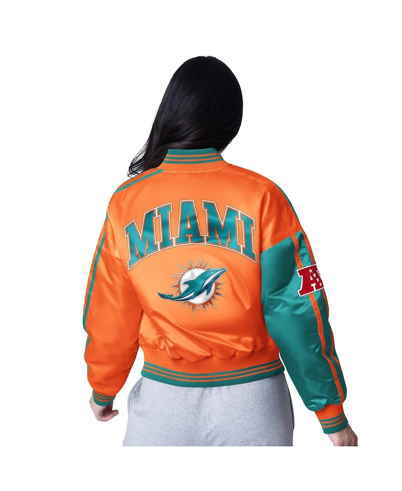 Starter Women's Orange/Aqua Miami Dolphins Cropped Full-Snap Jacket