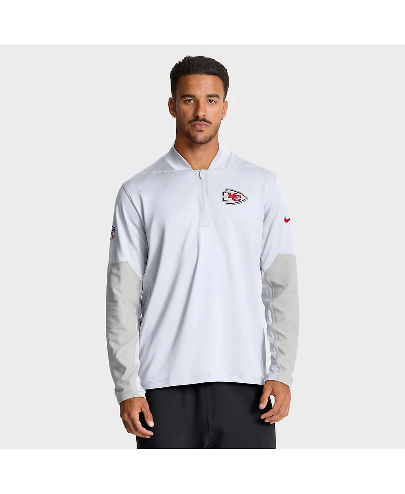 Nike Men's White Kansas City Chiefs Sideline Feel The Pressure Performance Half-Zip Pullover