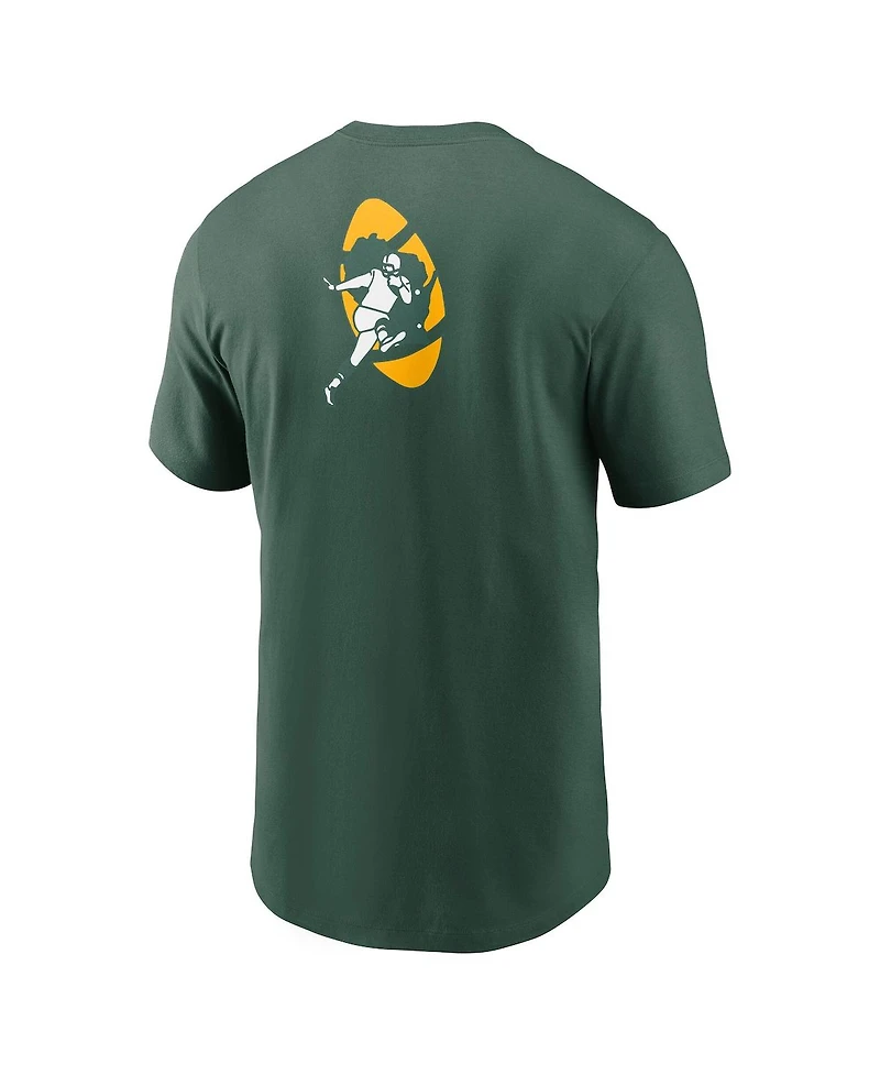 Nike Men's Green Bay Packers Rewind Front and Back Hit Essential T-Shirt
