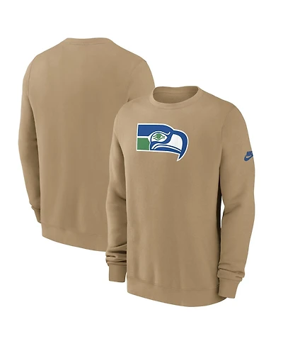 Nike Men's Tan Seattle Seahawks Swing Pass Rewind Club Pullover Sweatshirt