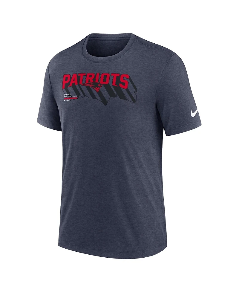 Nike Men's Heather Navy New England Patriots Long Pass Tri-Blend T-Shirt