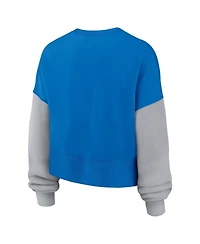 Nike Women's Blue Detroit Lions Oversized Color Block Pullover Sweatshirt