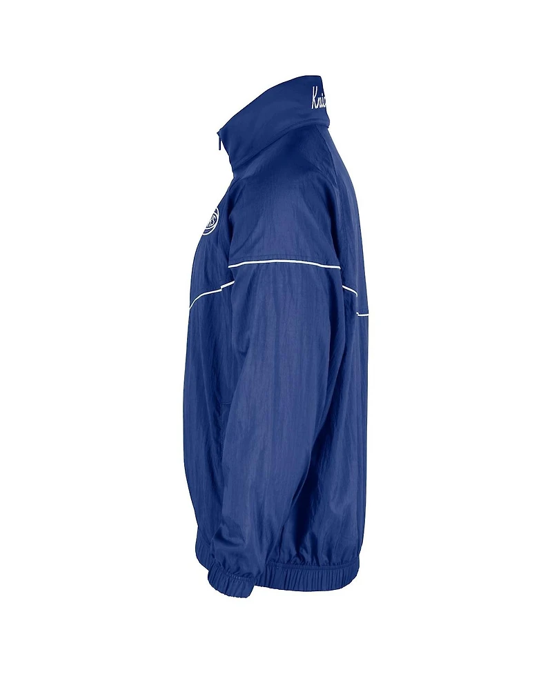 Nike Men's Blue New York Knicks Courtside Wind Runner Woven Half-Zip Jacket