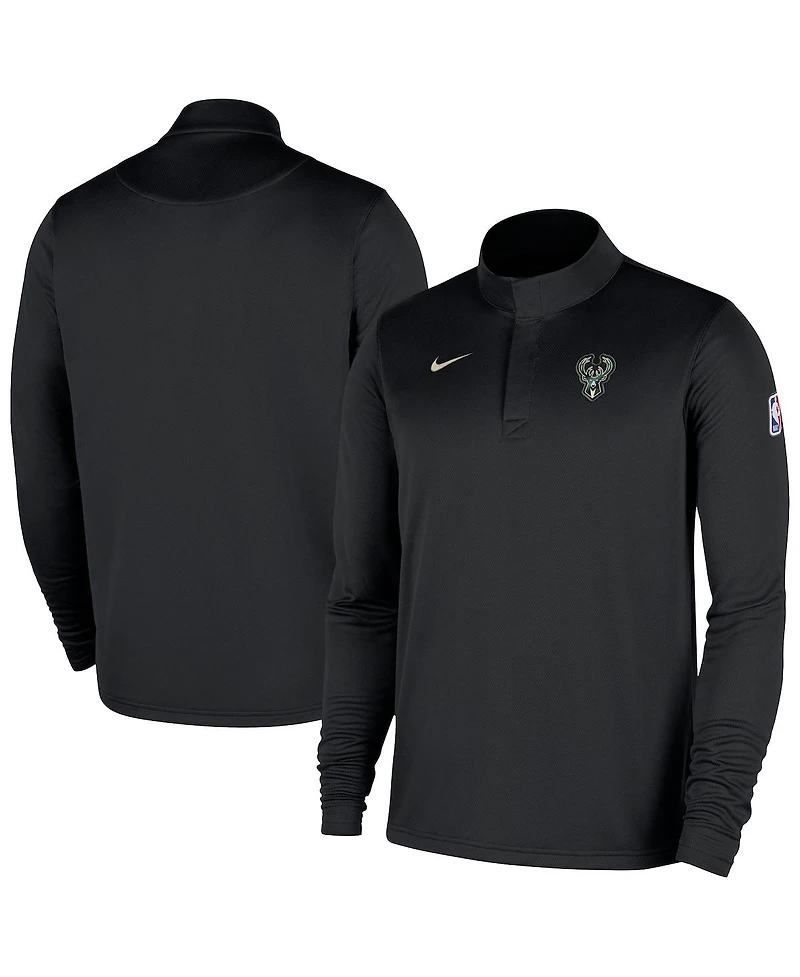 Nike Men's Black Milwaukee Bucks 2025/26 Authentic Coaches Quarter-Zip Pullover Jacket
