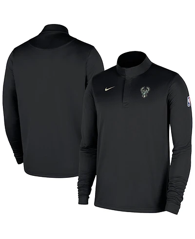 Nike Men's Black Milwaukee Bucks 2025/26 Authentic Coaches Quarter-Zip Pullover Jacket