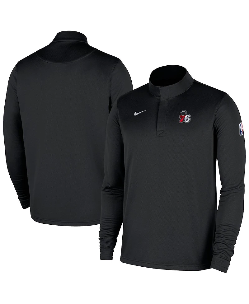 Nike Men's Black Philadelphia 76ers 2025/26 Authentic Coaches Quarter-Zip Pullover Jacket