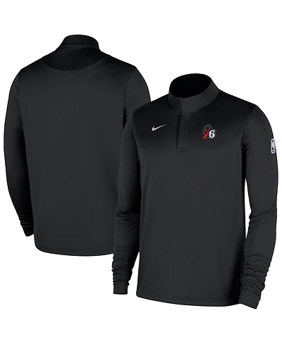 Nike Men's Black Philadelphia 76ers 2025/26 Authentic Coaches Quarter-Zip Pullover Jacket