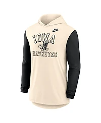 Nike Men's Natural/Black Iowa Hawkeyes Legacy Color-Block Tri-Blend Performance Long Sleeve Hoodie T-Shirt