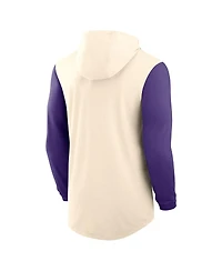 Nike Men's Natural/Purple Lsu Tigers Legacy Color-Block Tri-Blend Performance Long Sleeve Hoodie T-Shirt
