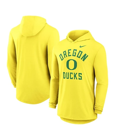 Nike Men's Yellow Oregon Ducks Classic Arch Tri-Blend Performance Long Sleeve Hoodie T-Shirt