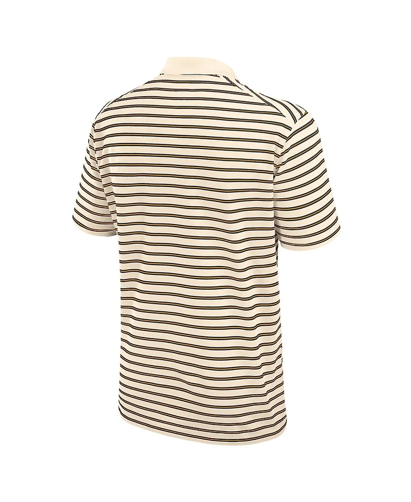 Nike Men's Cream West Virginia Mountaineers Solid Foundation Striped Performance Polo Shirt