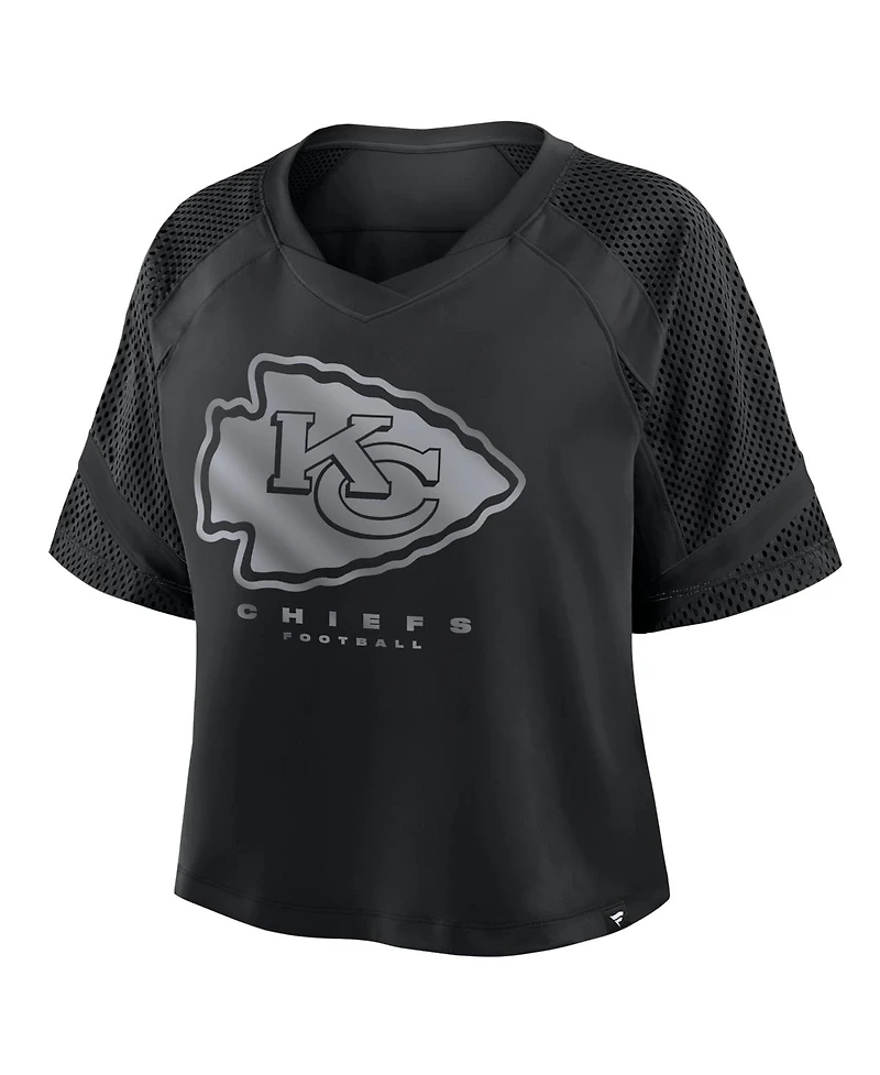Fanatics Women's Kansas City Chiefs Oversized Raglan V-Neck Blackout Fashion Jersey