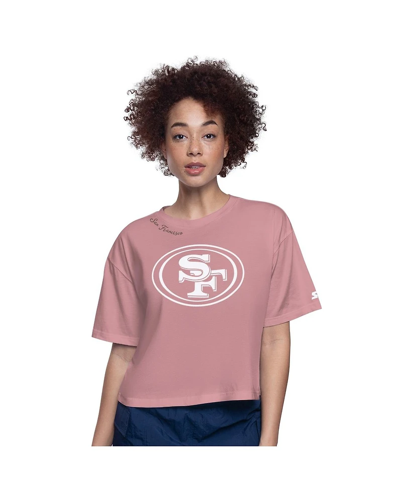 Starter Women's Pink San Francisco 49ers Play the Ball Boxy Cropped T-Shirt