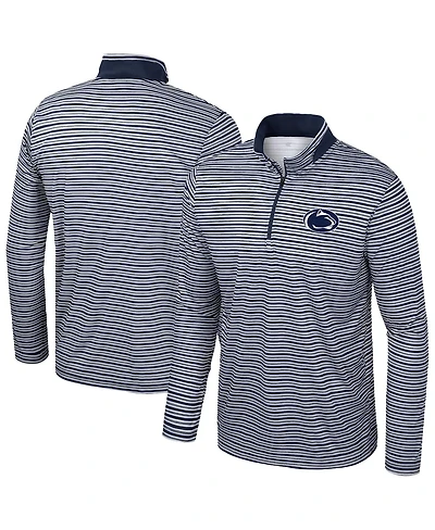 Colosseum Men's Navy Penn State Nittany Lions Striped Quarter-Zip Sweatshirt