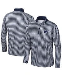 Colosseum Men's Navy Penn State Nittany Lions Striped Quarter-Zip Sweatshirt