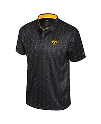 Colosseum Men's Black Iowa Hawkeyes Football Print Polo Shirt