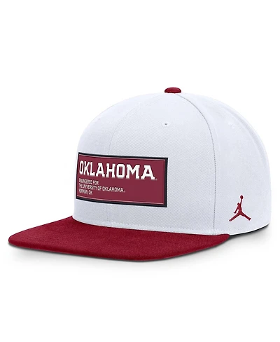 Jordan Men's White/Crimson Oklahoma Sooners 2025 On-Field Patch Pro Dri-fit Snapback Hat
