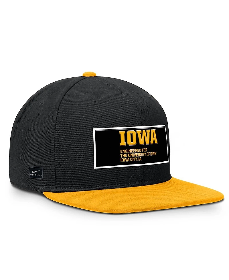 Nike Men's Black/Gold Iowa Hawkeyes 2025 On-field Patch Pro Dri-fit Snapback Hat