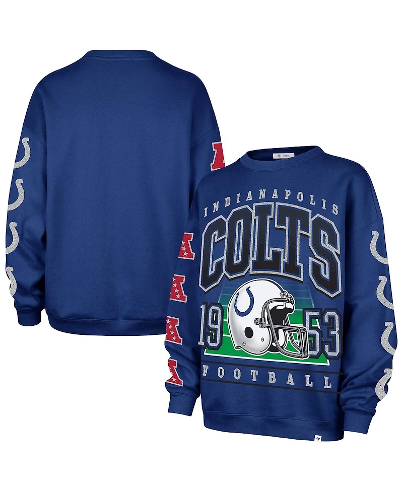 '47 Brand Women's Royal Indianapolis Colts Go Big Oversized Pullover Sweatshirt