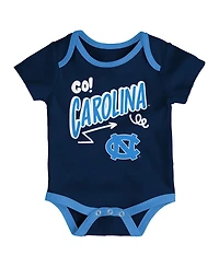 Outerstuff Baby Boys and Girls 3-Pack North Carolina Tar Heels All Day Play Bodysuit Set