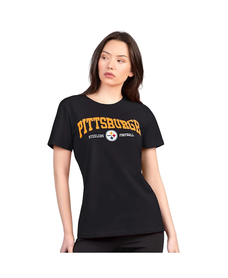 G-iii 4Her by Carl Banks Women's Black Pittsburgh Steelers Super-Slim Lightweight Winning Crew T-Shirt