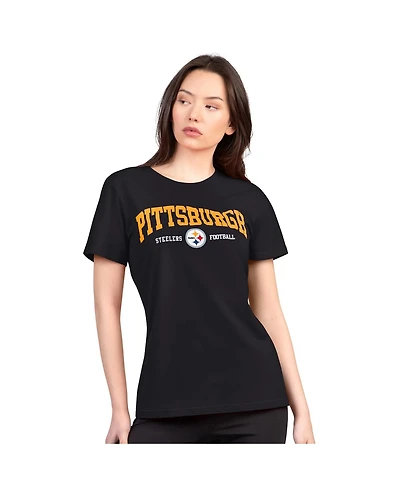 G-iii 4Her by Carl Banks Women's Black Pittsburgh Steelers Super-Slim Lightweight Winning Crew T-Shirt