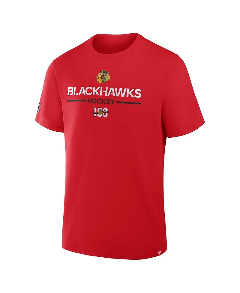 Fanatics Men's Red Chicago Blackhawks Centennial Celebration T-Shirt