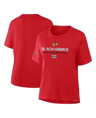 Fanatics Women's Red Chicago Blackhawks Centennial Celebration T-Shirt