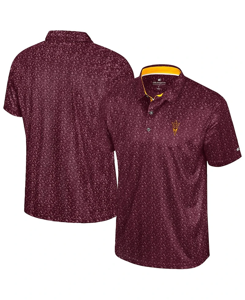 Colosseum Men's Maroon Arizona State Sun Devils Football Print Polo Shirt