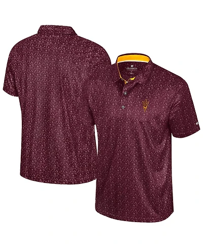 Colosseum Men's Maroon Arizona State Sun Devils Football Print Polo Shirt