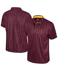 Colosseum Men's Maroon Arizona State Sun Devils Football Print Polo Shirt