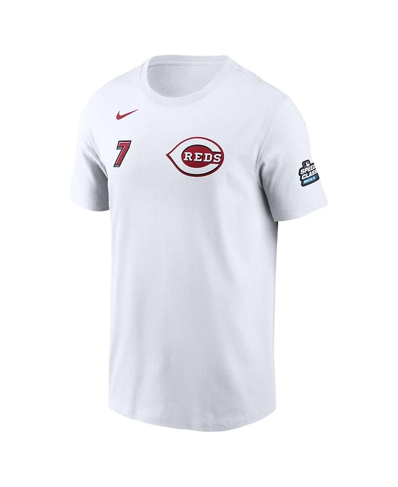 Nike Men's Spencer Steer White Cincinnati Reds 2025 Mlb Speedway Classic Name Number T-Shirt