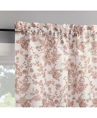 No. 918 Elodie Tonal Botanical Semi-Sheer Rod Pocket Kitchen Curtain Tier Pair