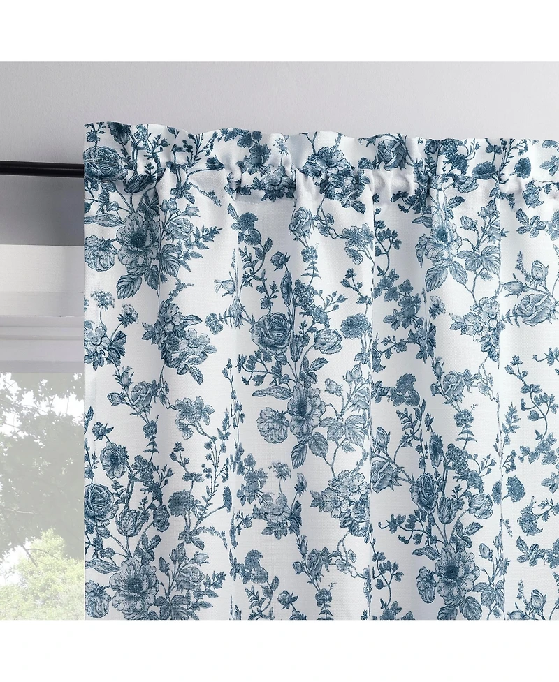 No. 918 Elodie Tonal Botanical Semi-Sheer Rod Pocket Kitchen Curtain Tier Pair