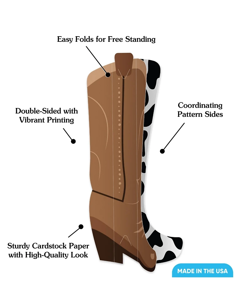 Freestanding 3D Western Cowboy Boots Centerpiece Table Decorations