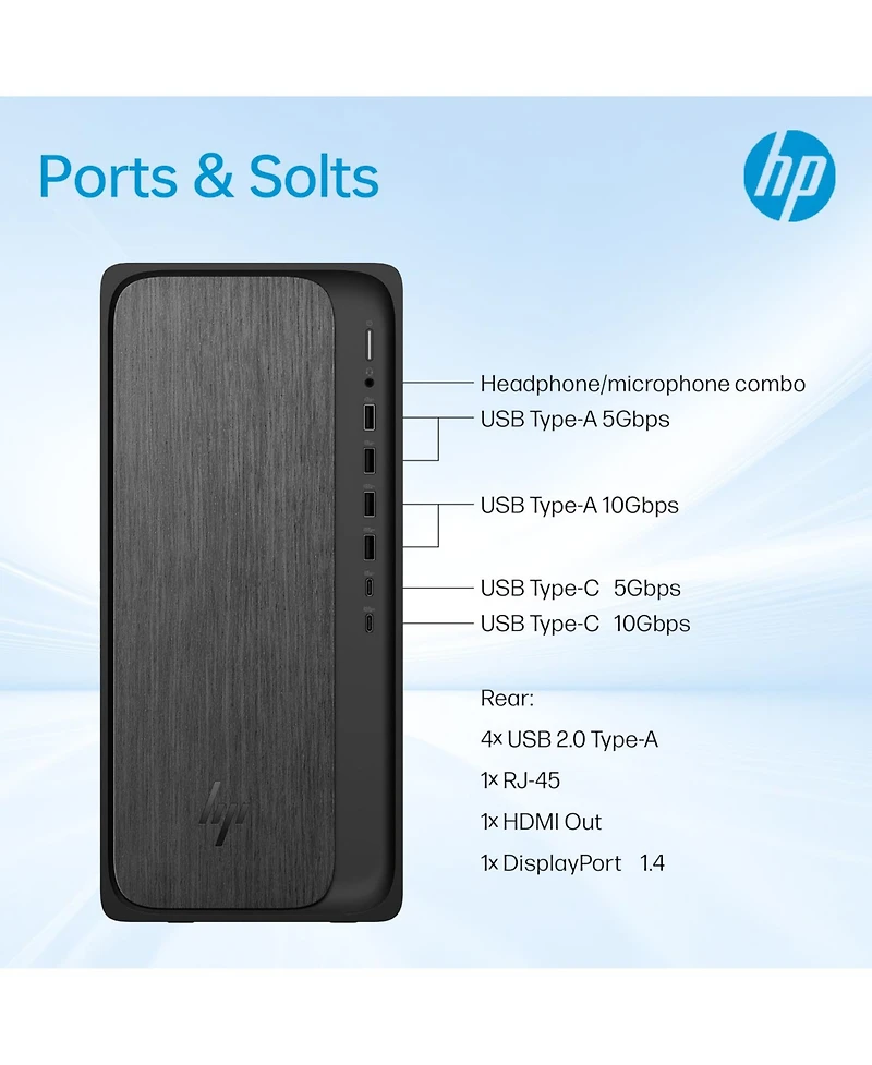 Hp OmniDesk Premium Tower Desktop Amd Ryzen 7 8700G 16GB Ram Amd Radeon Graphics 1TB Ssd Storage Windows 11 Home - Grey