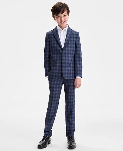Kenneth Cole Reaction Big Boys Plaid Pattern 2-Piece Suit Set